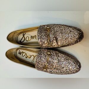 Sam Edelman Lorraine rose gold pink glitter flats.  Size 7.5. Brand new!